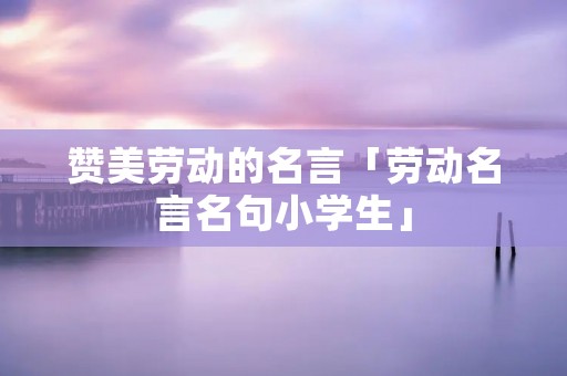 赞美劳动的名言「劳动名言名句小学生」