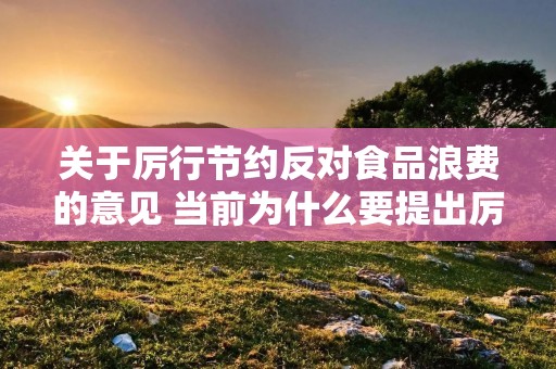 关于厉行节约反对食品浪费的意见 当前为什么要提出厉行节约反对食品浪费