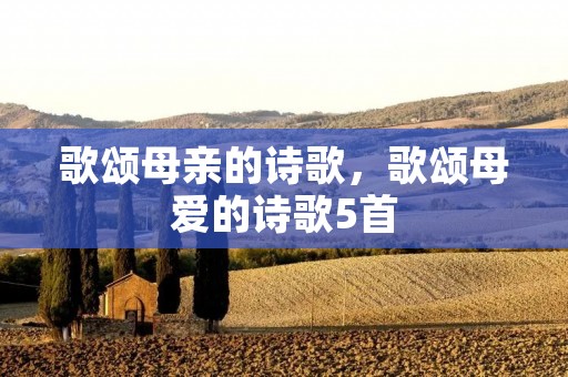 歌颂母亲的诗歌，歌颂母爱的诗歌5首