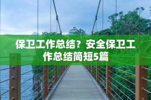 保卫工作总结？安全保卫工作总结简短5篇