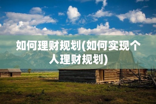 如何理财规划(如何实现个人理财规划)
