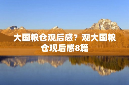 大国粮仓观后感？观大国粮仓观后感8篇