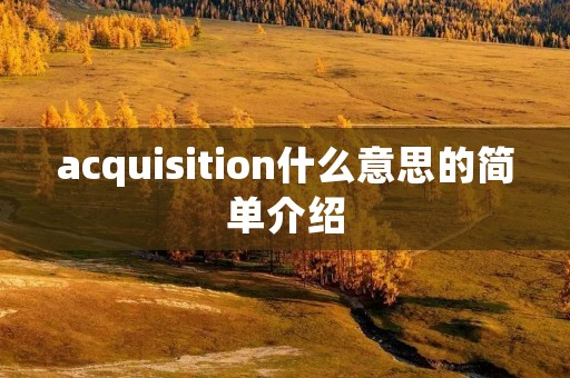 acquisition什么意思的简单介绍 acquisition什么意思的简单介绍