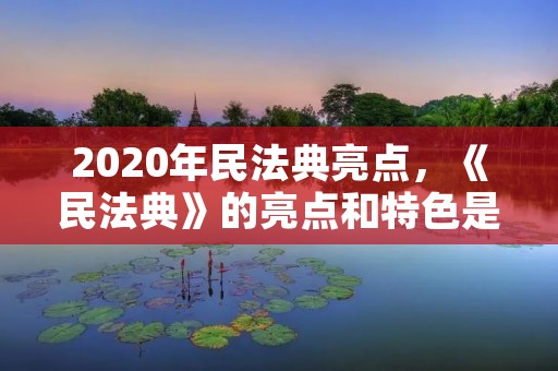 2020年民法典亮点，《民法典》的亮点和特色是什么