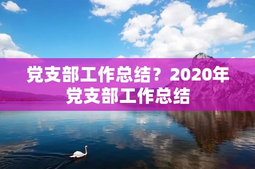 党支部工作总结?2020年党支部工作总结