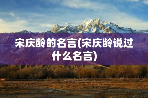 宋庆龄的名言(宋庆龄说过什么名言)
