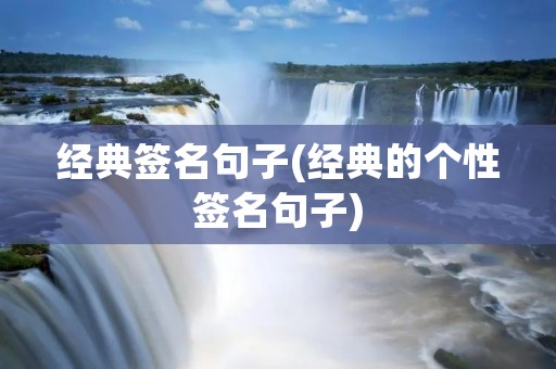 经典签名句子(经典的个性签名句子)