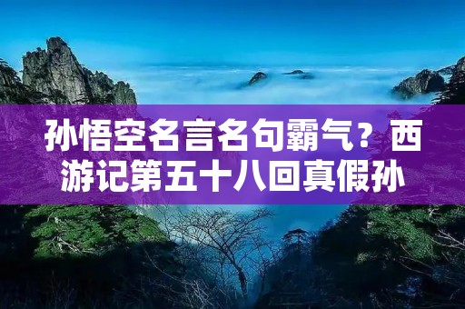 孙悟空名言名句霸气？西游记第五十八回真假孙悟空的名言名句。