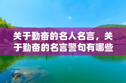 关于勤奋的名人名言,关于勤奋的名言警句有哪些(要有作者)