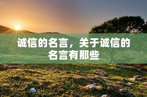 诚信的名言，关于诚信的名言有那些