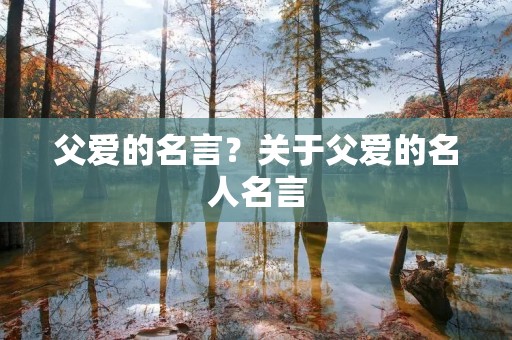 父爱的名言？关于父爱的名人名言