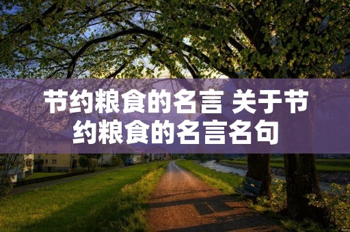 节约粮食的名言 关于节约粮食的名言名句
