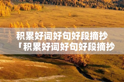 积累好词好句好段摘抄「积累好词好句好段摘抄50字」