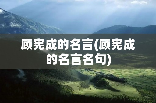 顾宪成的名言(顾宪成的名言名句)