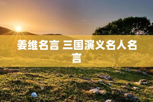 姜维名言 三国演义名人名言