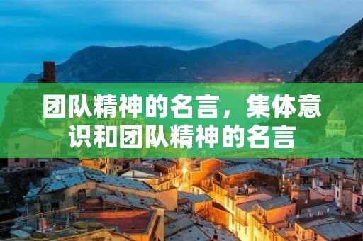 团队精神的名言,集体意识和团队精神的名言
