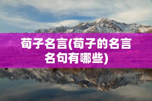 荀子名言(荀子的名言名句有哪些)