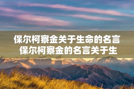 保尔柯察金关于生命的名言 保尔柯察金的名言关于生命的名言