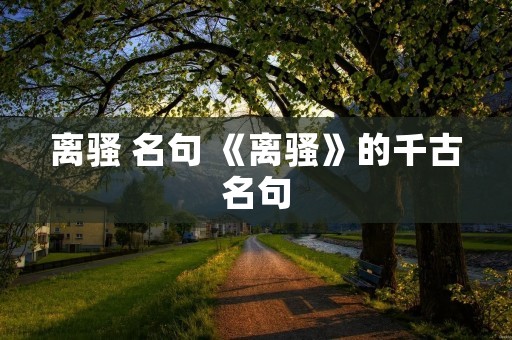 离骚 名句 《离骚》的千古名句