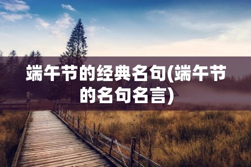 端午节的经典名句(端午节的名句名言)