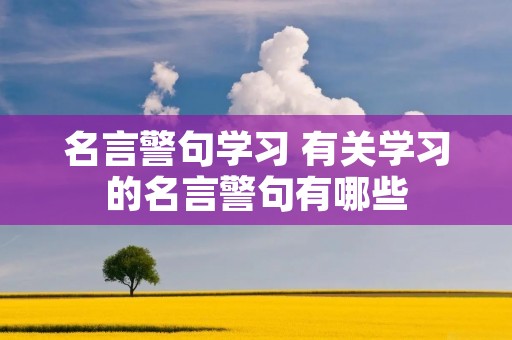 名言警句学习 有关学习的名言警句有哪些