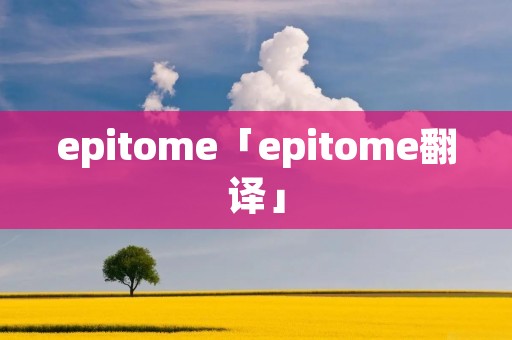 epitome「epitome翻译」
