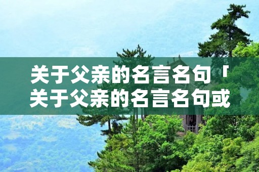 关于父亲的名言名句「关于父亲的名言名句或者段落」