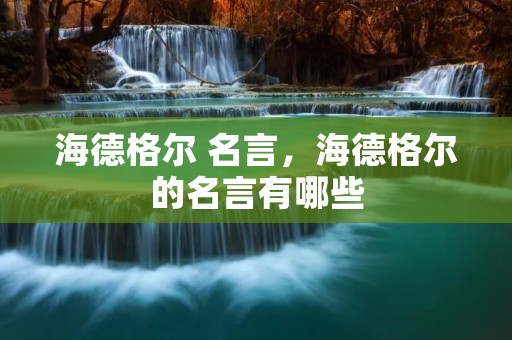 海德格尔 名言，海德格尔的名言有哪些