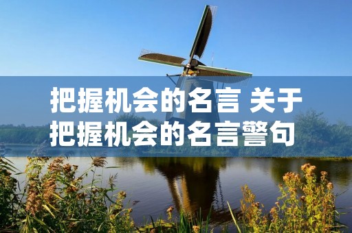 把握机会的名言 关于把握机会的名言警句 (通用40句)