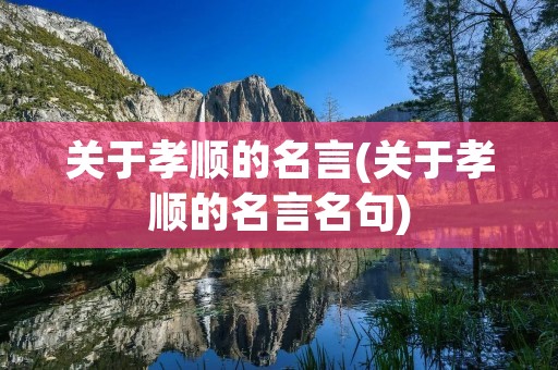 关于孝顺的名言(关于孝顺的名言名句)