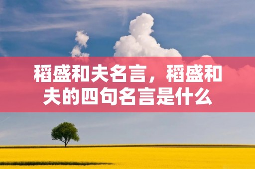 稻盛和夫名言，稻盛和夫的四句名言是什么
