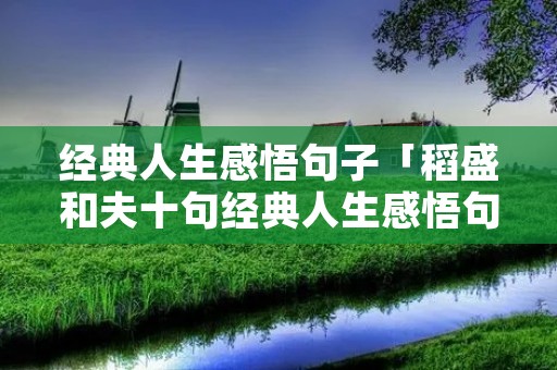 经典人生感悟句子「稻盛和夫十句经典人生感悟句子」