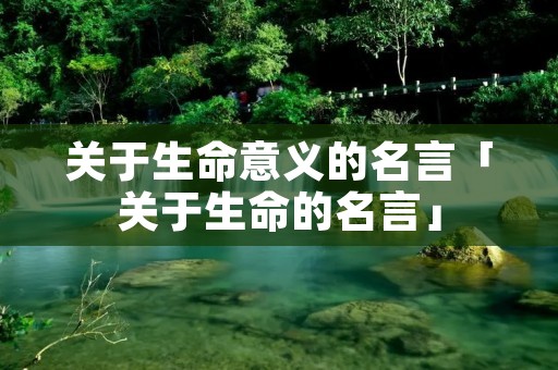 关于生命意义的名言「关于生命的名言」