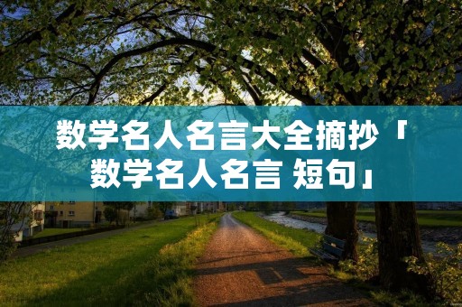 数学名人名言大全摘抄「数学名人名言 短句」