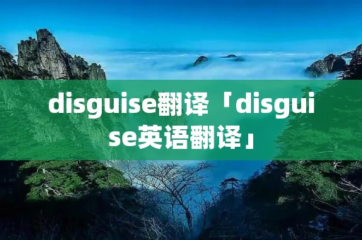 disguise翻译「disguise英语翻译」