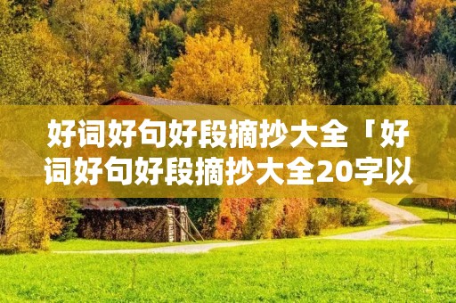 好词好句好段摘抄大全「好词好句好段摘抄大全20字以下」