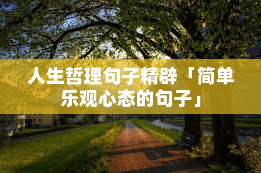 人生哲理句子精辟「简单乐观心态的句子」