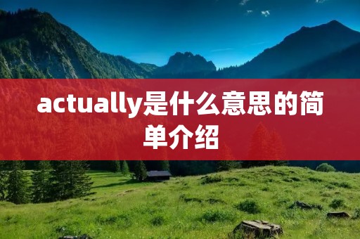 actually是什么意思的简单介绍