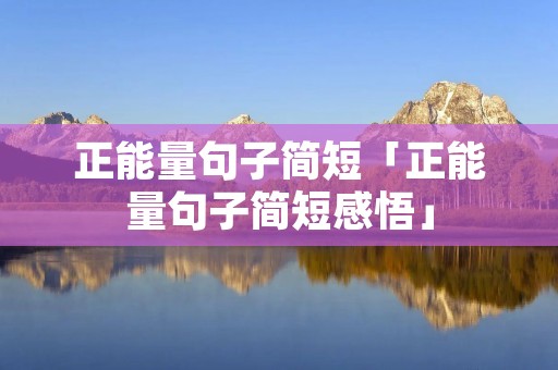 正能量句子简短「正能量句子简短感悟」