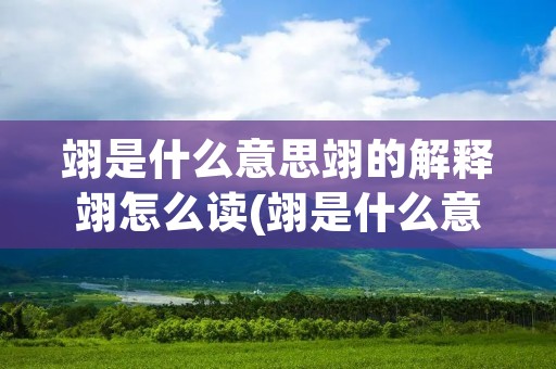 翊是什么意思翊的解释翊怎么读(翊是什么意思)