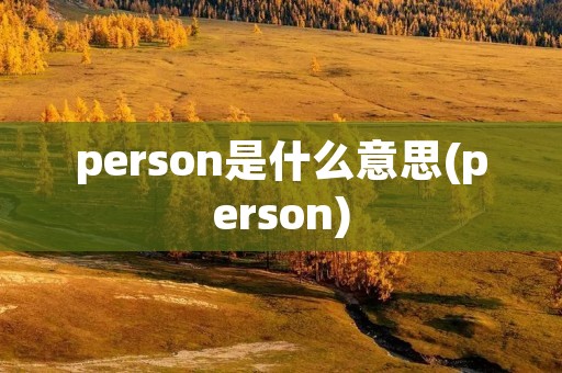 person是什么意思(person)