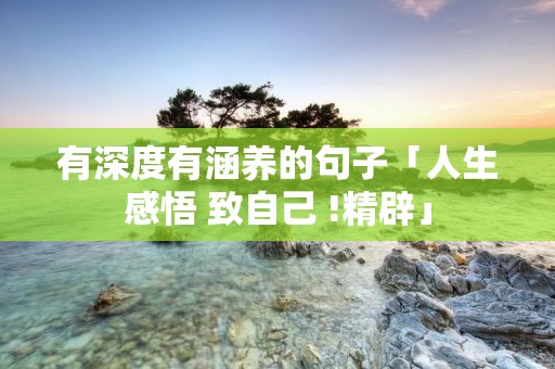 有深度有涵养的句子「人生感悟 致自己 !精辟」