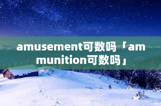 amusement可数吗「ammunition可数吗」