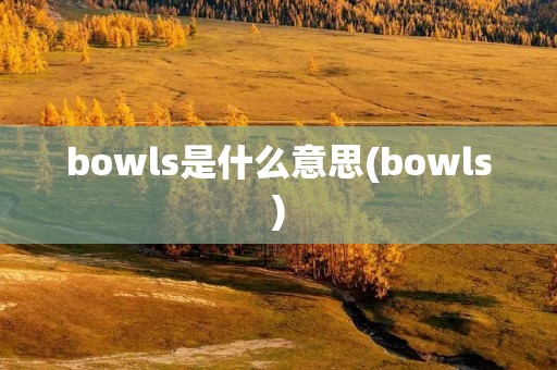bowls是什么意思(bowls)