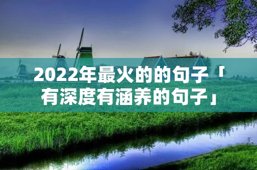 2022年最火的的句子「有深度有涵养的句子」