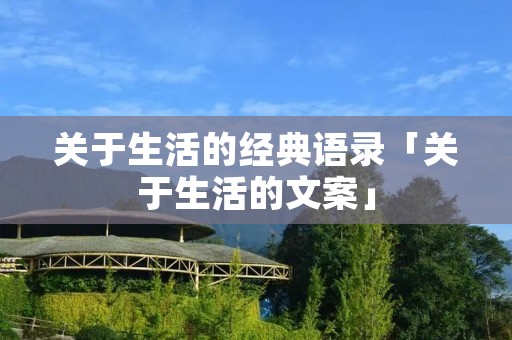 关于生活的经典语录「关于生活的文案」