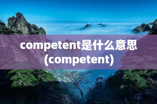 competent是什么意思(competent)