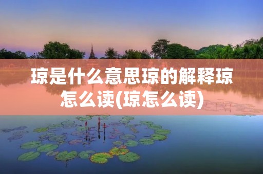 琼是什么意思琼的解释琼怎么读(琼怎么读)