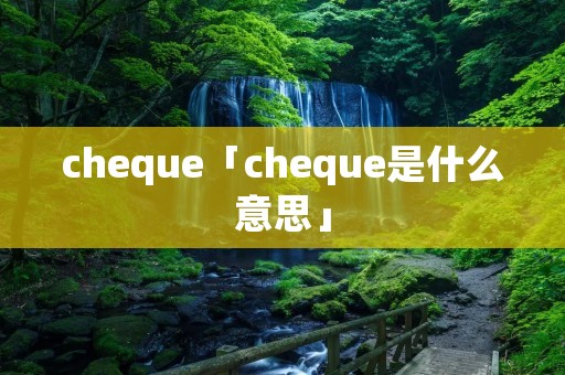 cheque「cheque是什么意思」 cheque「cheque是什么意思」