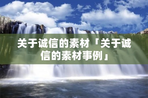 关于诚信的素材「关于诚信的素材事例」